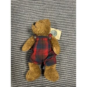 Boyds Bears Burl‎ J.B. Bean Series Plaid Overalls Plush Teddy Bear Vintage